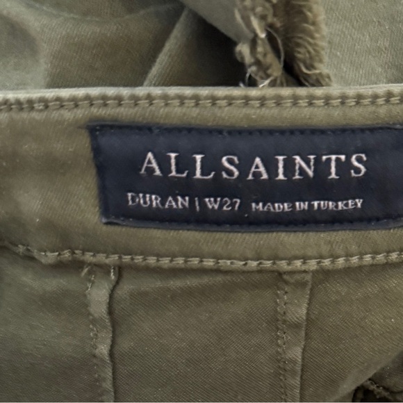 NEW AllSaints DURAN SKINNY DENIM CARGO JEANS, Olive Green, Size 27 (=US 6) - Picture 6 of 9